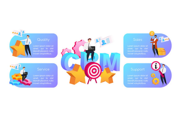 CRM Flat Color Vector Infographic Graphics