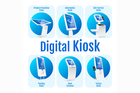 Digital Kiosk Vector Infographic