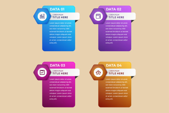 Four Hexagon Rectangle Infographic