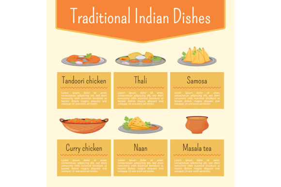 Indian Dishes Flat Color Vector Graphics