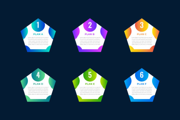 Pentagon Gradient Infographic Six Step